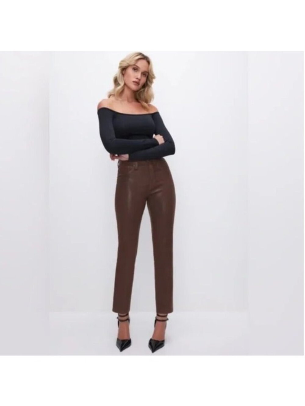 Good American GOOD LEGS COATED STRAIGHT JEANS LIGHT MOCHA 28 - Picture 1 of 14